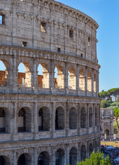 Naklejka premium Part of the Flavian Amphitheatre known as the Coliseum. it is one of the main tourist attractions of the city of Rome and is visited by many tour