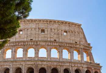 Fototapeta premium Part of the Flavian Amphitheatre known as the Coliseum. it is one of the main tourist attractions of the city of Rome and is visited by many tour