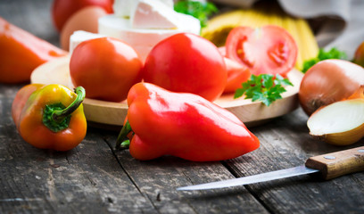 pepper on a wooden background