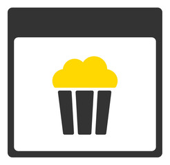 Popcorn calendar page vector icon. Flat Popcorn calendar page pictogram is isolated on a white background.