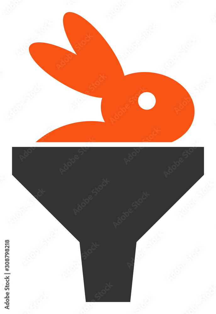 Poster rabbit puree funnel vector icon. flat rabbit puree funnel symbol is isolated on a white background.