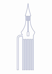 Castle tower line vector illustration