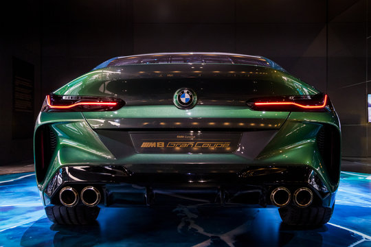 GENEVA, SWITZERLAND - MARCH 7, 2018: New BMW M8 Gran Coupe sports car showcased at the 88th Geneva International Motor Show.