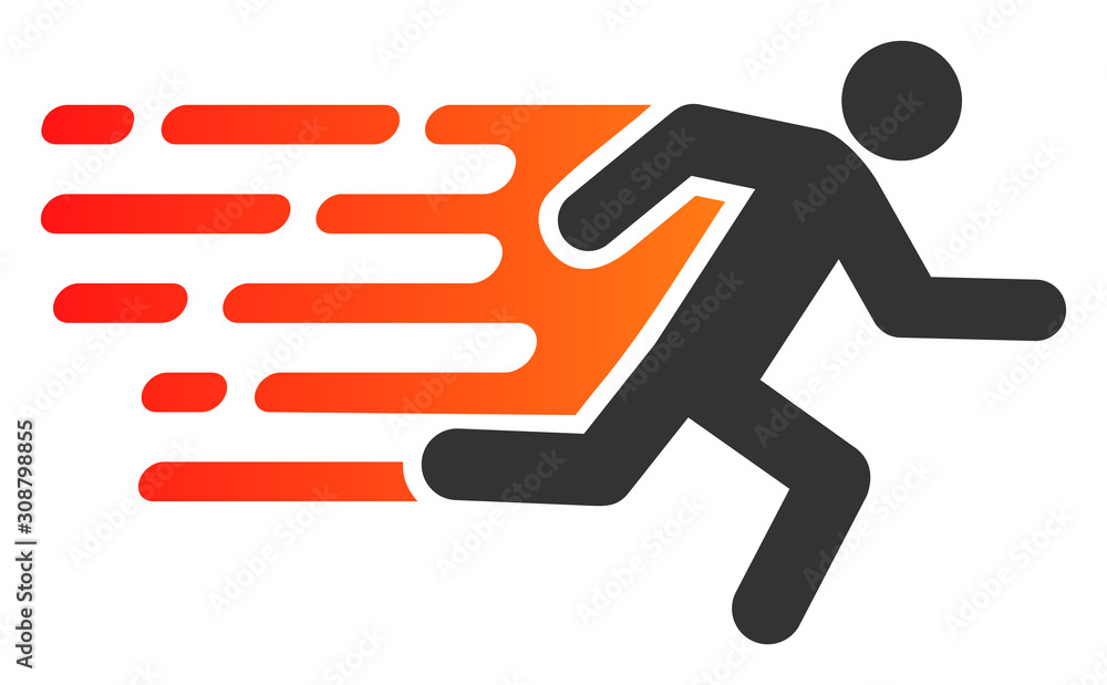 Poster rush running man vector icon. flat rush running man symbol is isolated on a white background.