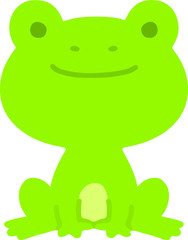Flat colored green frog