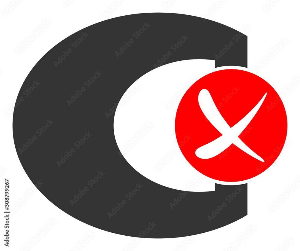 Poster standard control failed vector icon. flat standard control failed pictogram is isolated on a white b