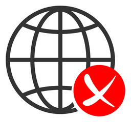 Stop global web vector icon. Flat Stop global web symbol is isolated on a white background.