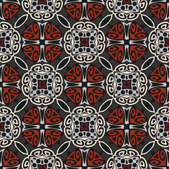 Creative color abstract geometric pattern in red and black, vector seamless, can be used for printing onto fabric, interior, design, textile