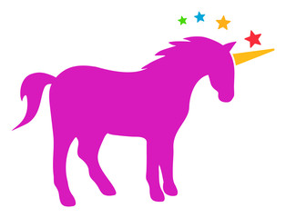 Unicorn vector icon. Flat Unicorn pictogram is isolated on a white background.