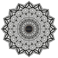 Black and white mandala vector isolated on white. Vector hand drawn circular decorative element.