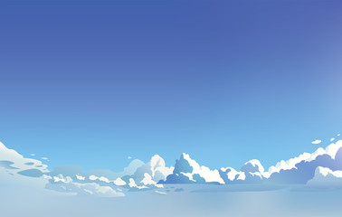 Vector landscape sky clouds. sunny day. Anime style. Background design