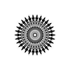 Abstract circle pattern mandala sun fireworks. spirograph halo sun starburst ray vintage monochrome modern circular pattern  motif black white for design elemental, unique art lace lattice lines style