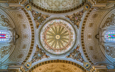 Indoor sight in the Church of Santos Justo y Pastor in Granada. Andalusia, Spain.