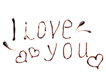Text love you made by chocolate