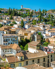 The picturesque Albaicin district in Granada on a sunny summer afternoon. Andalusia, Spain.