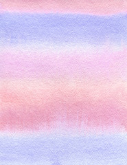 Abstract watercolor background Winter Sunrise, bright pink and violet colors, texture of paper, hand draw, splashes, drops of paint. Design for backgrounds, wallpapers, prints, covers and packaging