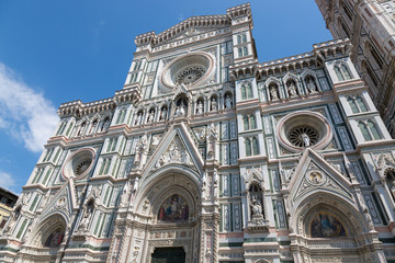 Facade of the Cathedral of Saint Mary of the Flower in Florence in Italy