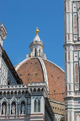 Fragment of the Cathedral of Saint Mary of the Flower in Florence in Italy