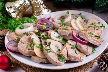 Marinated meat, barbecue, New Year's snack