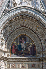 Fragment of the Cathedral of Saint Mary of the Flower in Florence in Italy