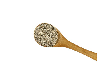 Chia seeds isolated on white background. heap of natural black chia seeds vegan gluten-free organic, healthy diet vegetarian superfood with antioxidant, omega-3, protein, mineral nutrients.