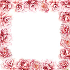 Watercolour valentine's day, great design for any purposes. Love heart frame. Romantic lettering. Text background. Sketch greeting card template with pink valentine's day for decorative design.