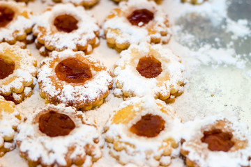 frosted biscuits on  tray