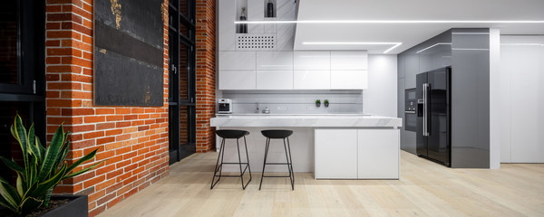 Panorama of loft style kitchen