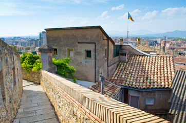 Panoramic view of Girona, Catalonia, Spain.