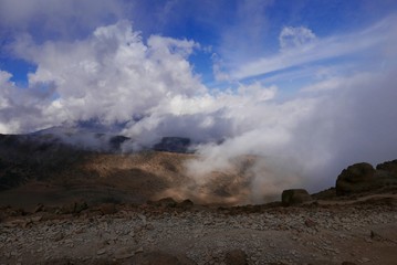 clouds over mountains