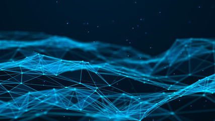 Abstract polygonal space. Connection dots and lines structure. Digital background. Triangular business wallpaper. 3d