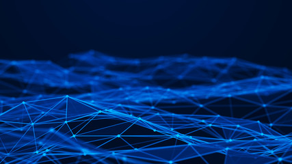 Obraz premium Abstract polygonal space. Connection dots and lines structure. Digital background. Triangular business wallpaper. 3d