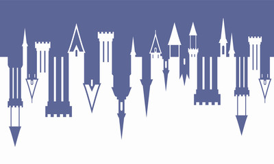 Castle wall vector illustration. Citadel silhouette.