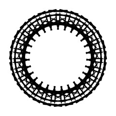 Fototapeta premium Rounded frame simple black white stamp put text decor vintage theme simple single. Part Art web sign lace icon style copy space blank empty card label badge Kite rays oval wave curl shape swirl lines