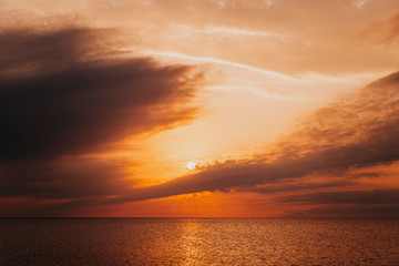 Golden sunset over the sea
