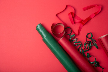 Rolls of colored wrapping paper