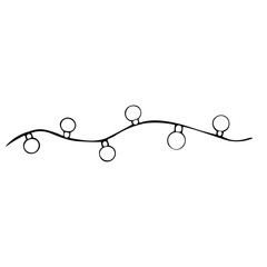Christmas tree garland. Sketch. Doodle style. Vector illustration. Outline on an isolated background. Coloring book. Electric lights. Decorative decoration from light bulbs. New Year. Holiday print.