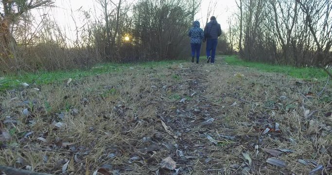 Girlfriend and boyfriend walk in nature and end up in an altercation.