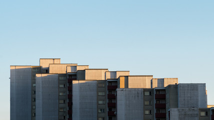 Sunlight in the afternoon on the apartment building