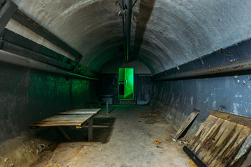 Dark abandoned Soviet bunker, echo of Cold War