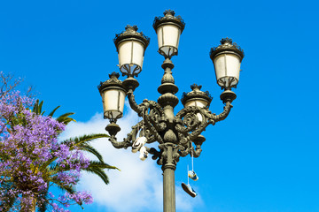 Fototapeta na wymiar Beautiful street lamp in Cadiz, Spain