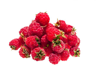 Heap of raspberry isolated on white background.