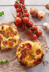 Traditional italian appetizer close up - Focaccia