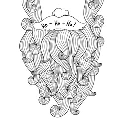 Christmas doodle illustration of Santa Claus beard. Santa head with beard made of doodle curls. Easy to change colors.