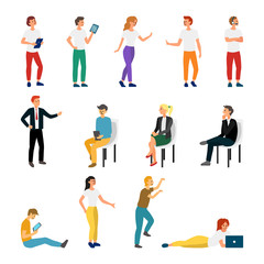 Fototapeta na wymiar Collection Creative Various Lifestyle Character. Set Crowd of People Performing Activity. Flat style. Vector Illustration