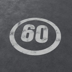 Fototapeta premium 60 speed limit. Sign painted on asphalt. 3d illustration