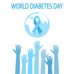 Illustration Of World Diabetes day. Hands asking for help with the globe