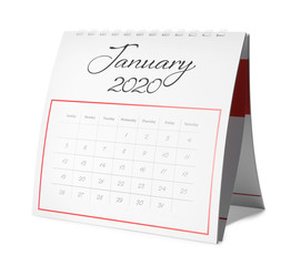Paper calendar isolated on white. Planning concept