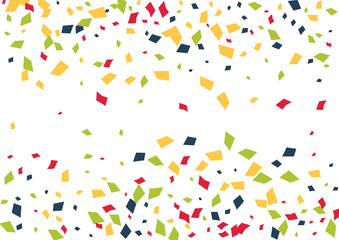 Festive color rectangle confetti background. Abstract frame confetti texture for holiday, postcard, poster, website, carnivals, birthday and children's parties. Cover confetti mock-up. Wedding card