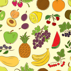 Fruits and berries seamless pattern 